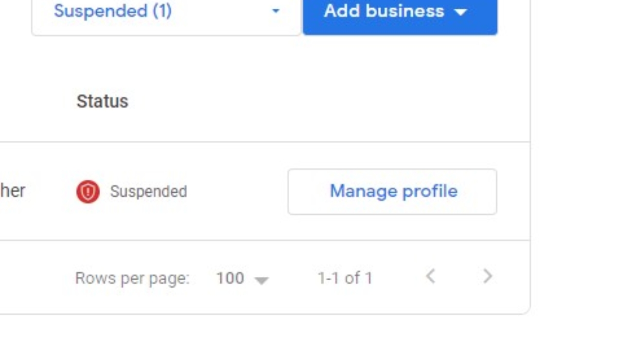 Suspended Google Business Profile